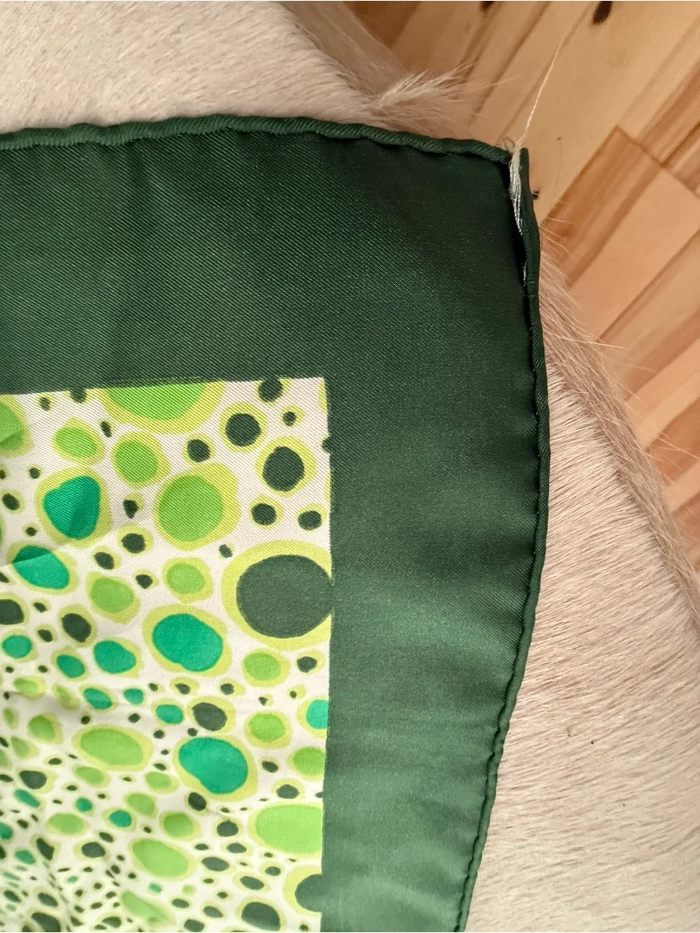 Givenchy Green and Ivory Dot Mosaic Silk Scarf